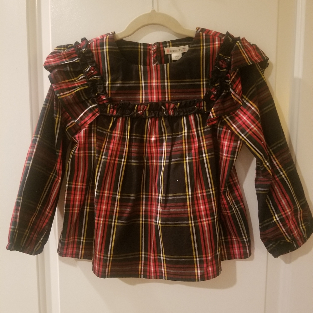 J.Crew Crewcuts Ruffled Red and Black Plaid Girls Size S Blouse